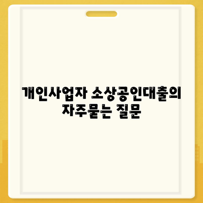 개인사업자 소상공인대출