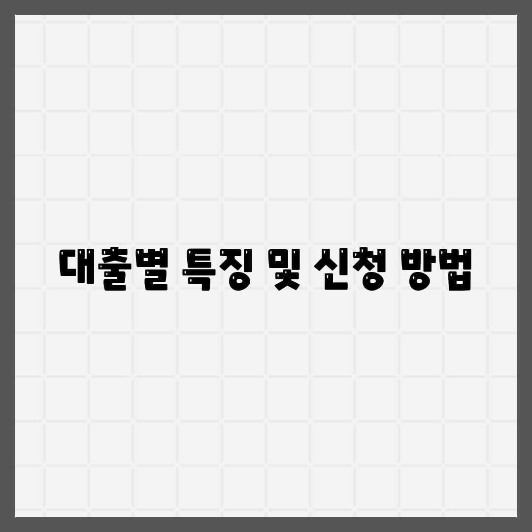 대출별 특징 및 신청 방법