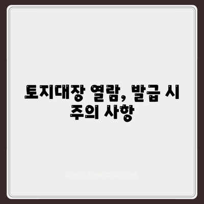 토지대장 열람, 발급 시 주의 사항