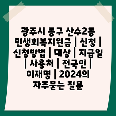 광주시 동구 산수2동 민생회복지원금 | 신청 | 신청방법 | 대상 | 지급일 | 사용처 | 전국민 | 이재명 | 2024