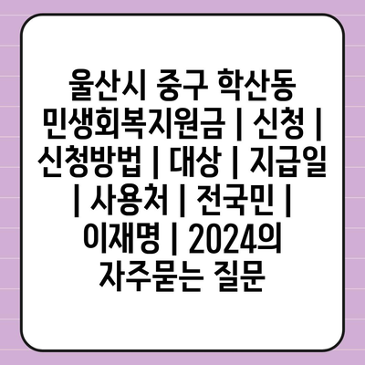 울산시 중구 학산동 민생회복지원금 | 신청 | 신청방법 | 대상 | 지급일 | 사용처 | 전국민 | 이재명 | 2024