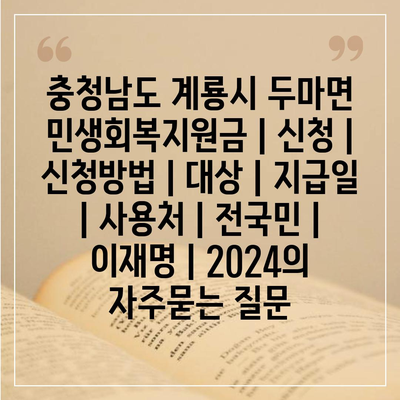 충청남도 계룡시 두마면 민생회복지원금 | 신청 | 신청방법 | 대상 | 지급일 | 사용처 | 전국민 | 이재명 | 2024