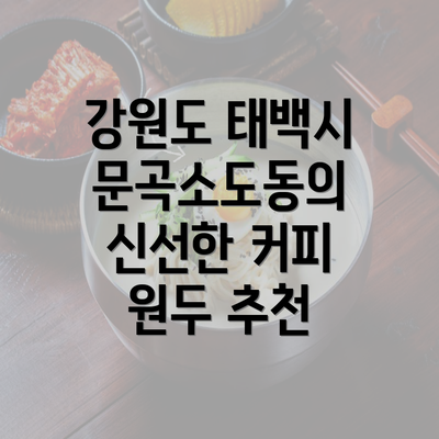 강원도 태백시 문곡소도동의 신선한 커피 원두 추천