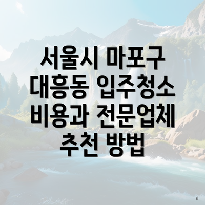 서울시 마포구 대흥동 입주청소 비용과 전문업체 추천 방법