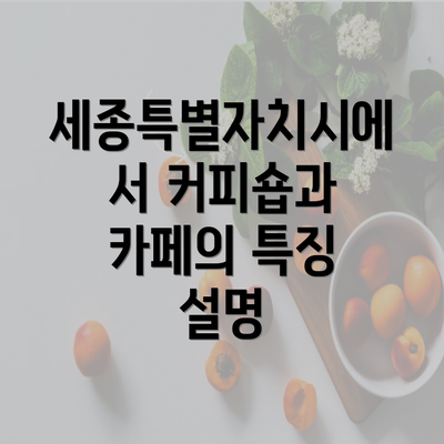 세종특별자치시에서 커피숍과 카페의 특징 설명