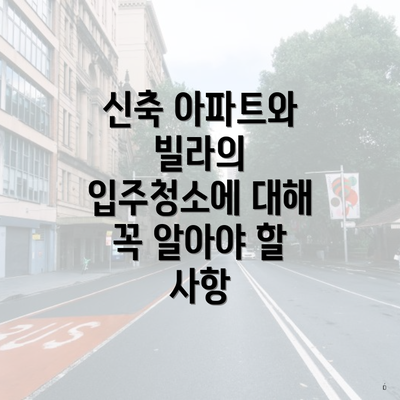 신축 아파트와 빌라의 입주청소 정의