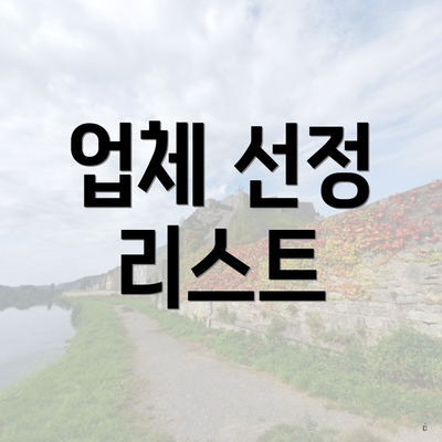 업체 선정 리스트