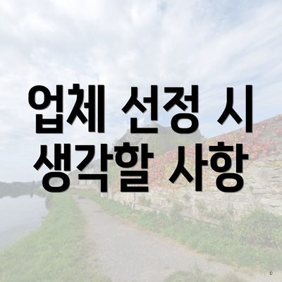 업체 선정 시 생각할 사항