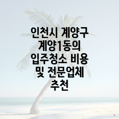 인천시 계양구 계양1동의 입주청소 비용 및 전문업체 추천