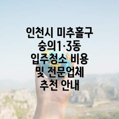 인천시 미추홀구 숭의1·3동 입주청소 비용 및 전문업체 추천 안내