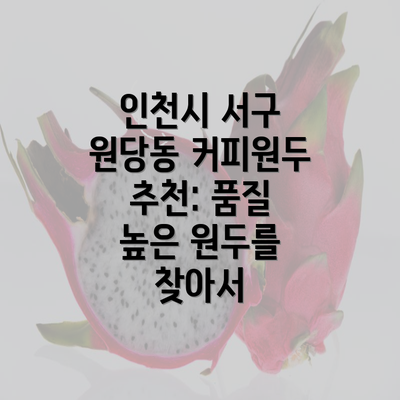 인천시 서구 원당동 커피원두 추천: 품질 높은 원두를 찾아서