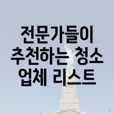 전문가들이 추천하는 청소 업체 리스트