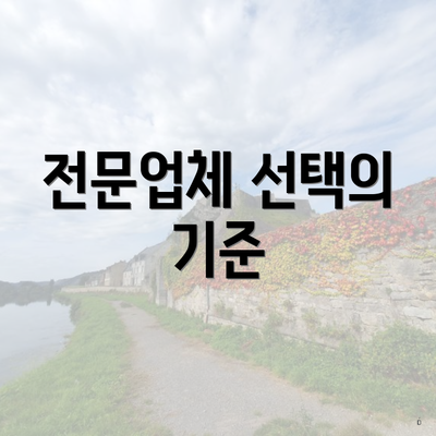 전문업체 선택의 기준