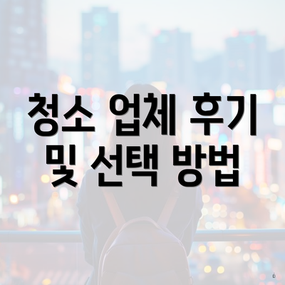 청소 업체 후기 및 선택 방법