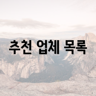 추천 업체 목록