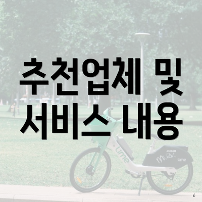 추천업체 및 서비스 내용