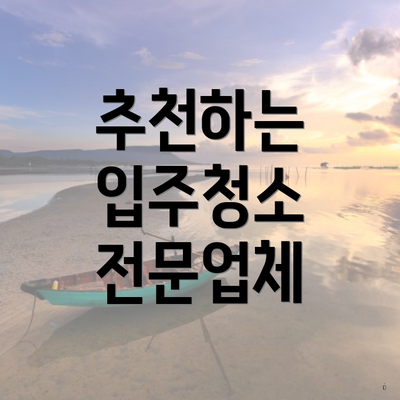 추천하는 입주청소 전문업체