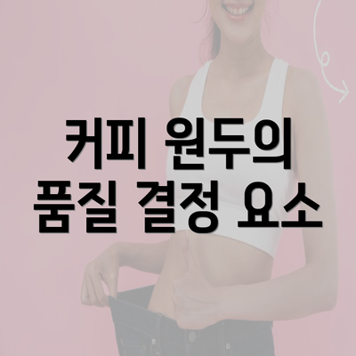 커피 원두의 품질 결정 요소