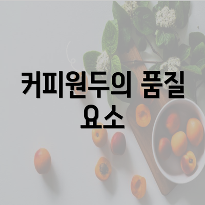 커피원두의 품질 요소