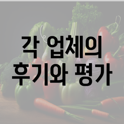 각 업체의 후기와 평가