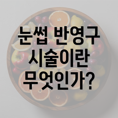 눈썹 반영구 시술이란 무엇인가?