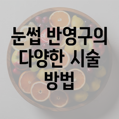 눈썹 반영구의 다양한 시술 방법