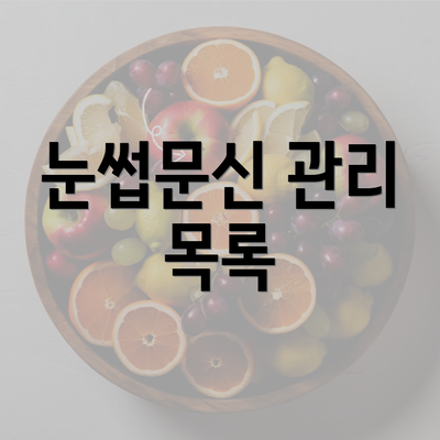 눈썹문신 관리 목록