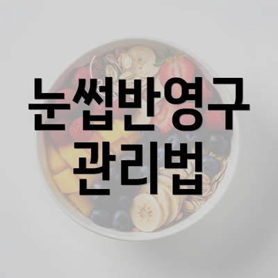 눈썹반영구 관리법