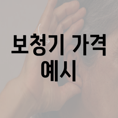 보청기 가격 예시