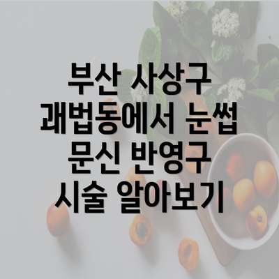 부산 사상구 괘법동에서 눈썹 문신 반영구 시술 알아보기