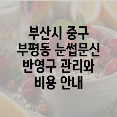 부산시 중구 부평동 눈썹문신 반영구 관리와 비용 안내