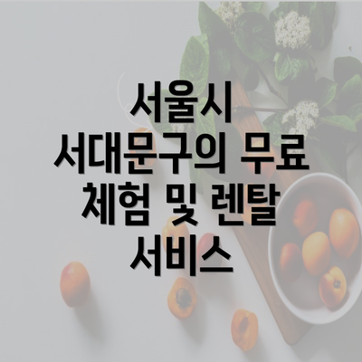 서울시 서대문구의 무료 체험 및 렌탈 서비스