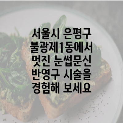 서울시 은평구 불광제1동에서 멋진 눈썹문신 반영구 시술을 경험해 보세요