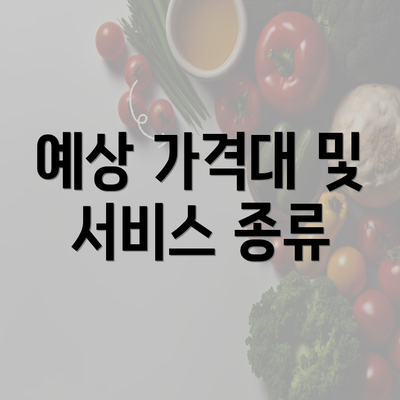 예상 가격대 및 서비스 종류