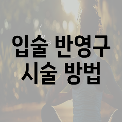 입술 반영구 시술 방법