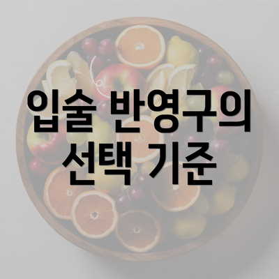 입술 반영구의 선택 기준