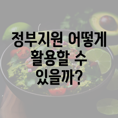 정부지원 어떻게 활용할 수 있을까?