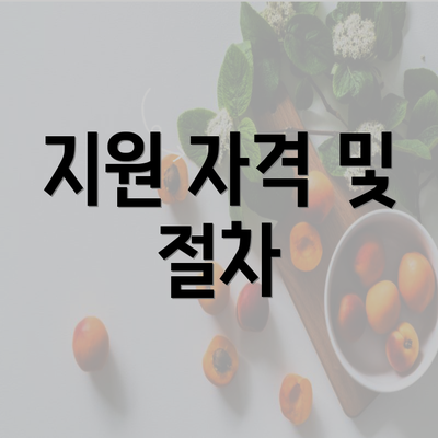 지원 자격 및 절차