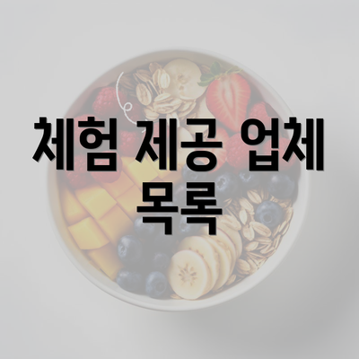 체험 제공 업체 목록