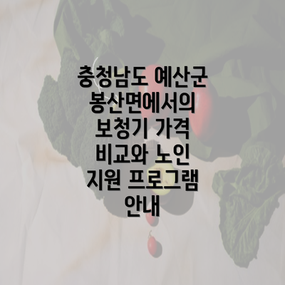 충청남도 예산군 봉산면에서의 보청기 가격 비교와 노인 지원 프로그램 안내