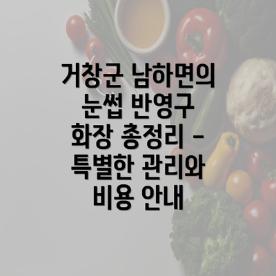 거창군 남하면의 눈썹 반영구 화장 총정리 - 특별한 관리와 비용 안내