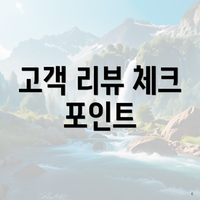 고객 리뷰 체크 포인트