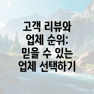 고객 리뷰와 업체 순위: 믿을 수 있는 업체 선택하기