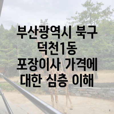 부산광역시 북구 덕천1동 포장이사 가격에 대한 심층 이해