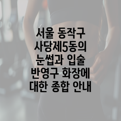 서울 동작구 사당제5동의 눈썹과 입술 반영구 화장에 대한 종합 안내