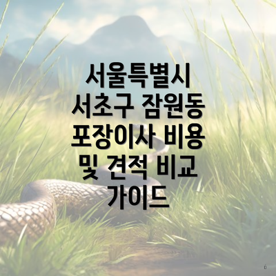 서울특별시 서초구 잠원동 포장이사 비용 및 견적 비교 가이드