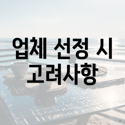 업체 선정 시 고려사항