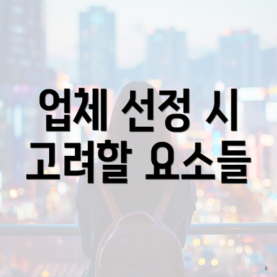 업체 선정 시 고려할 요소들