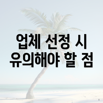 업체 선정 시 유의해야 할 점