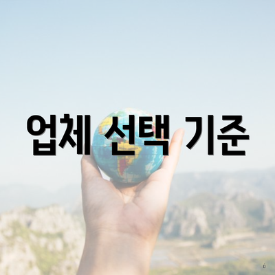 업체 선택 기준